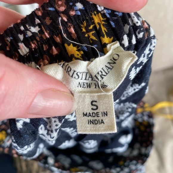 CHRISTIAN SIRIANO Boho chic ruffle midi Skirt sz S paisley foral mixed print EUC - Picture 4 of 9